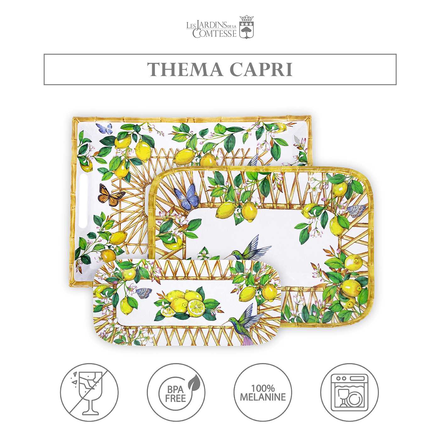 Lange rechteckige Kuchenplatte aus Melamin - 37,5 cm - Capri