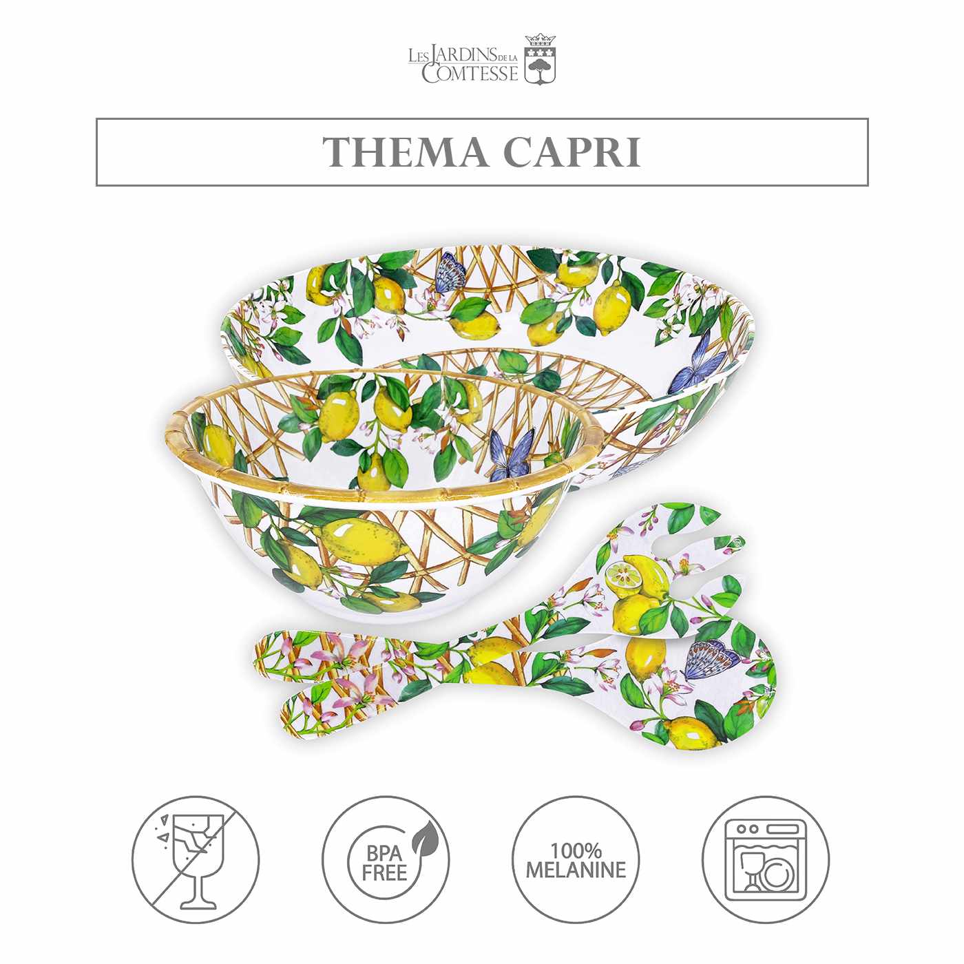 Salatbesteck aus reinem Melamin - 33 cm - Capri