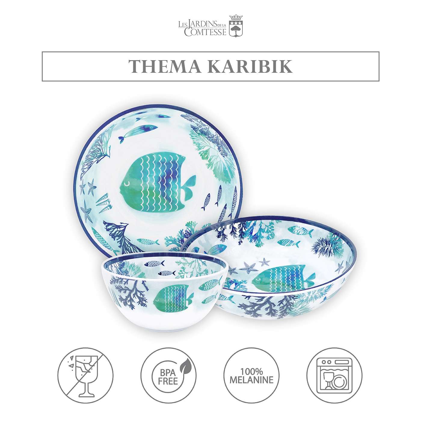 Kleine Schale aus Melamin Ø 15 cm - Karibik