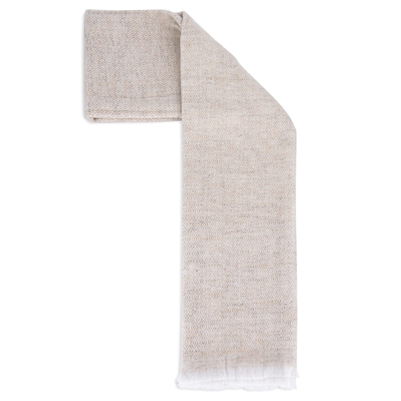 Schal aus Kaschmir und Woll für Mann und Frau 40 x 190 cm - kamelfarben Diamant-Motiv