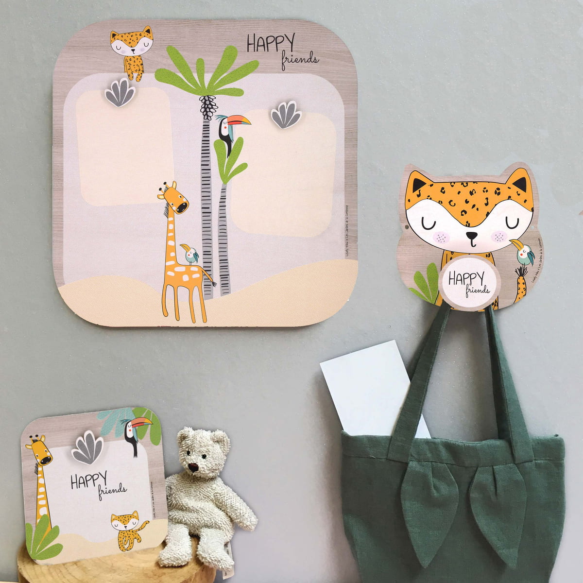 Geschenkset für Kinder - Rahmen + Collage + Kleiderhaken - Gigi die Giraffe