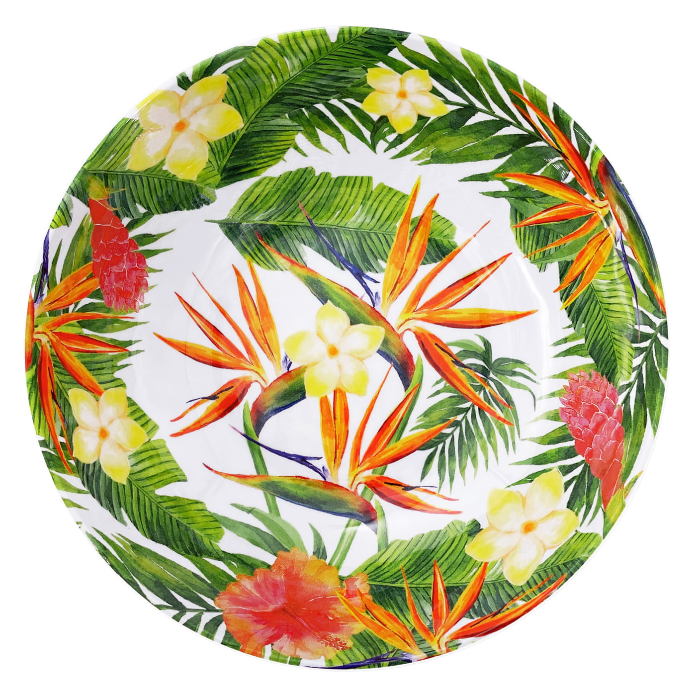 Große Salatschüssel aus reinem Melamin - 31 cm - Exotische Blumen