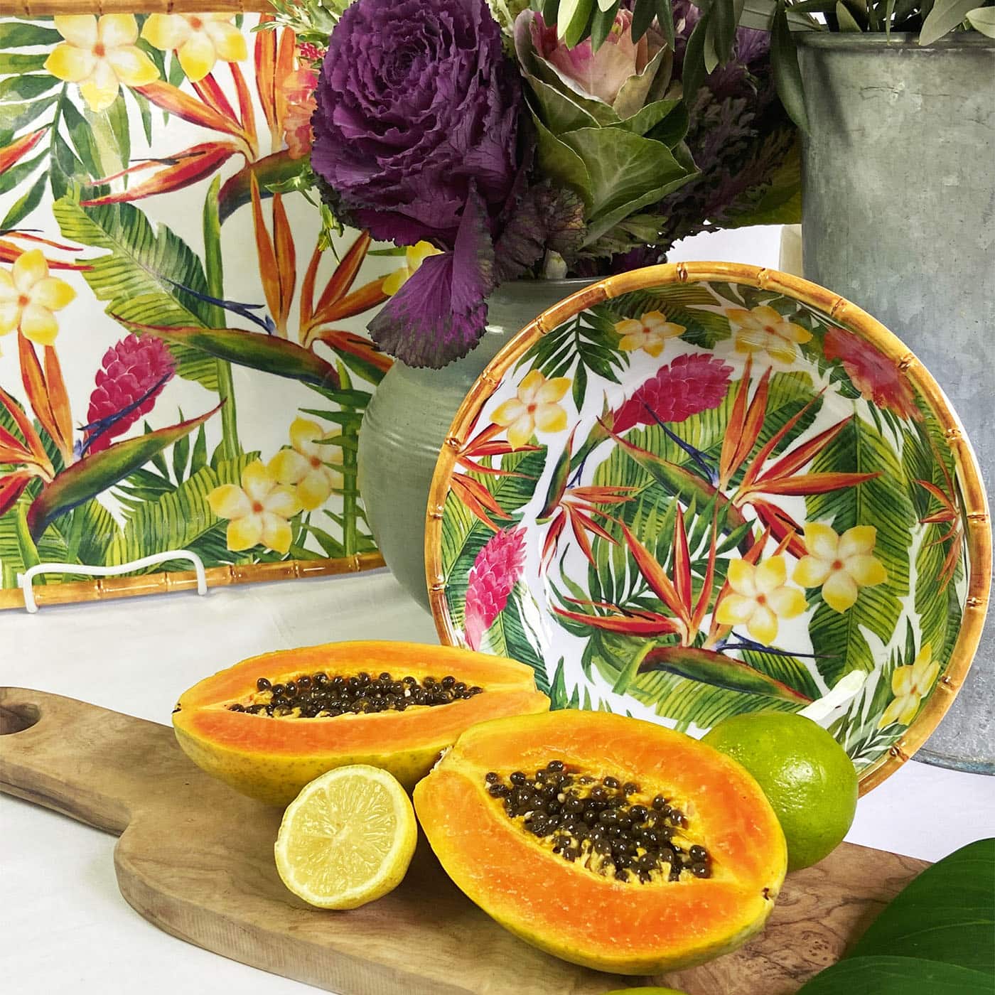 Schale aus reinem Melamin - 15 cm - Exotische Blumen