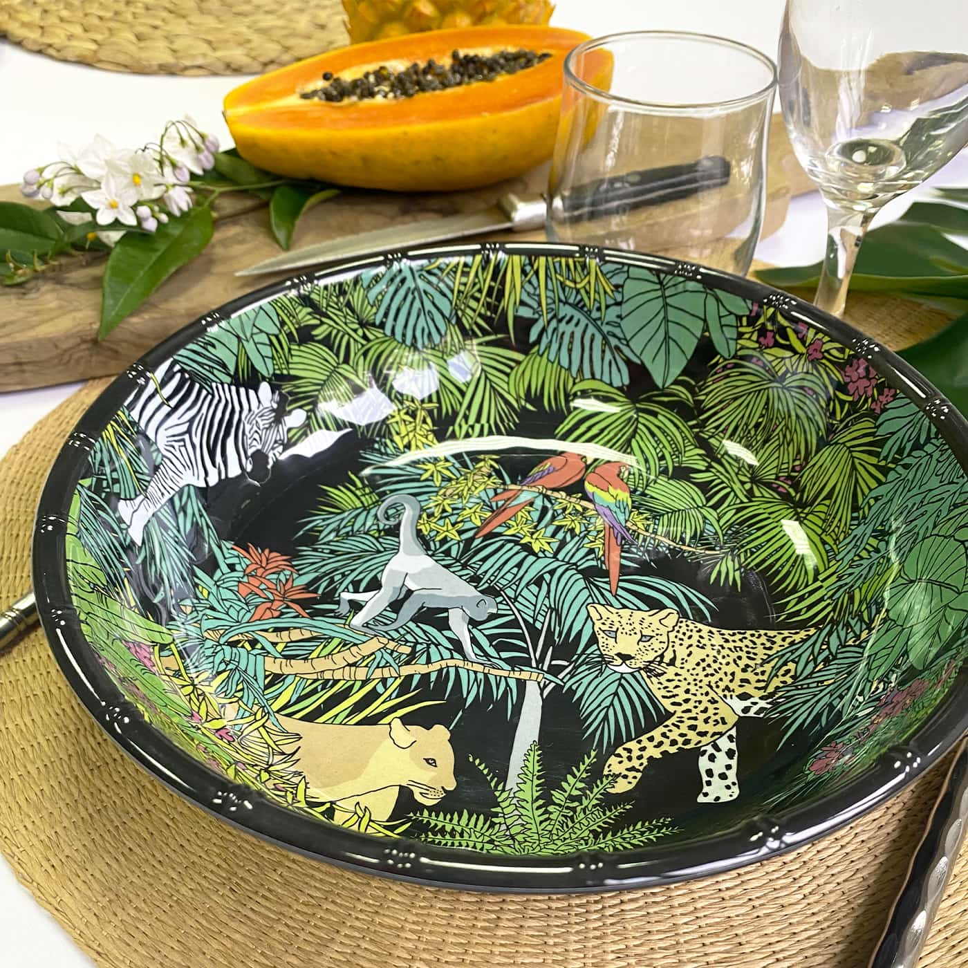 Großer Hohler Teller aus reinem Melamin - 23 cm - Jungle