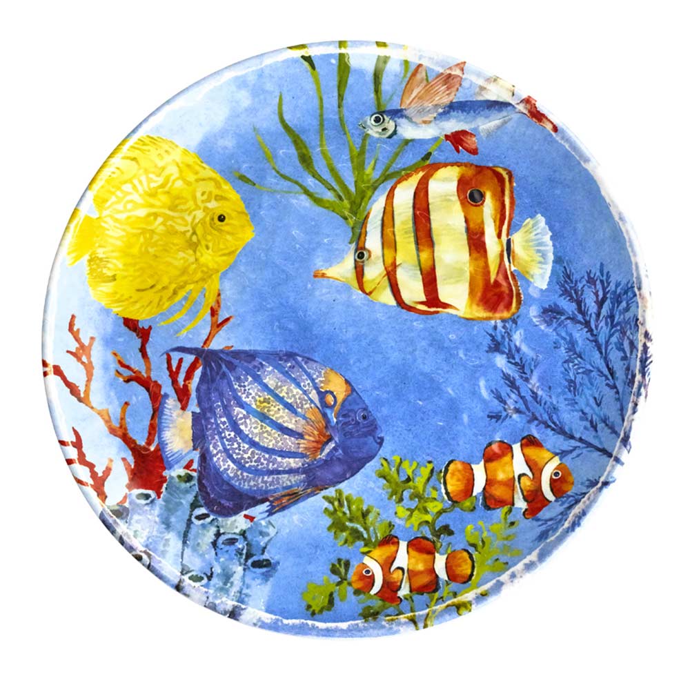Großer flacher Teller aus reinem Melamin 27 cm - Marine, 2 Stück