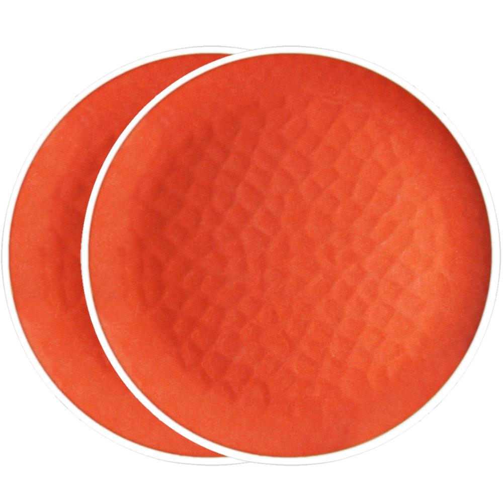 Großer flacher Teller aus reinem Melamin 27 cm - Rot, 2 Stück