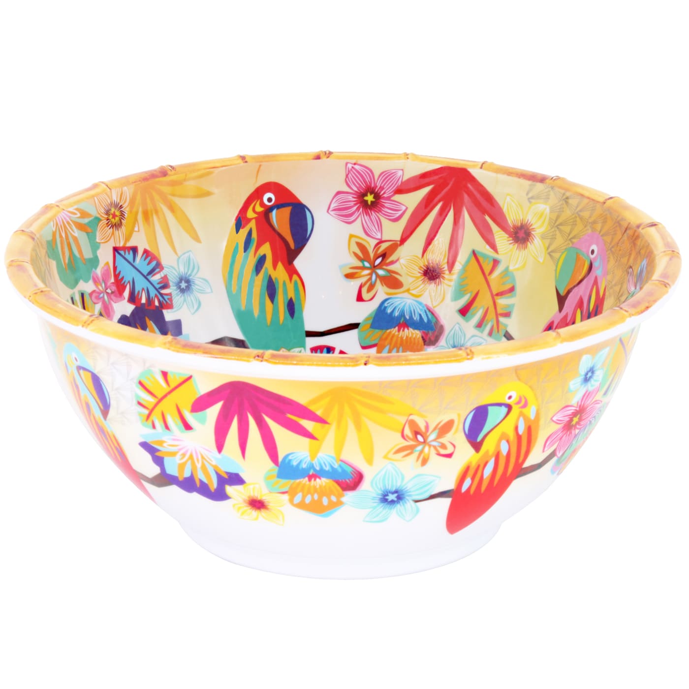 Tiefe Salatschüssel aus Melamin - Ø 25 cm - Papageien von Bahia