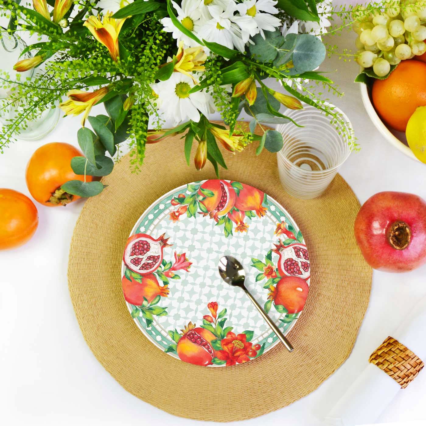 Kleine flache Dessertteller aus Melamin Granatapfel - Ø 23 cm