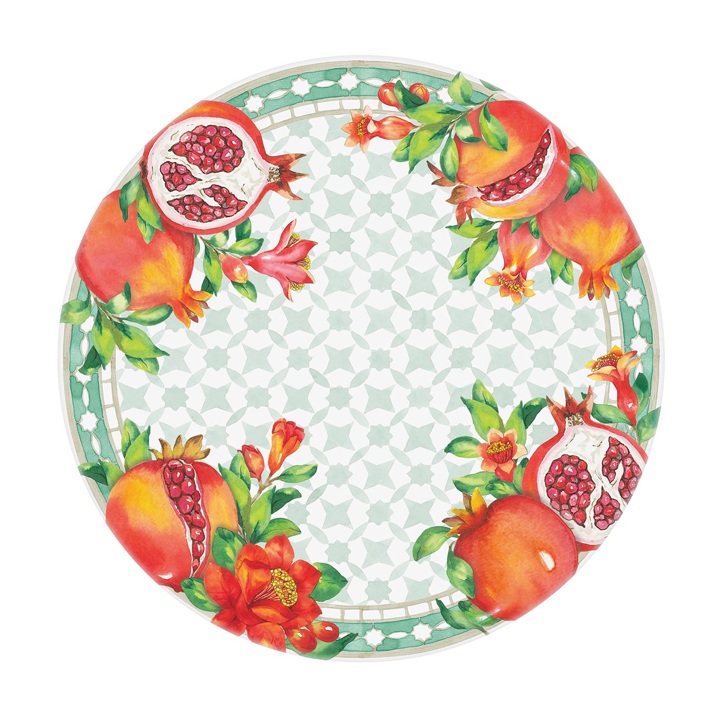 Kleine flache Dessertteller aus Melamin Granatapfel - Ø 23 cm