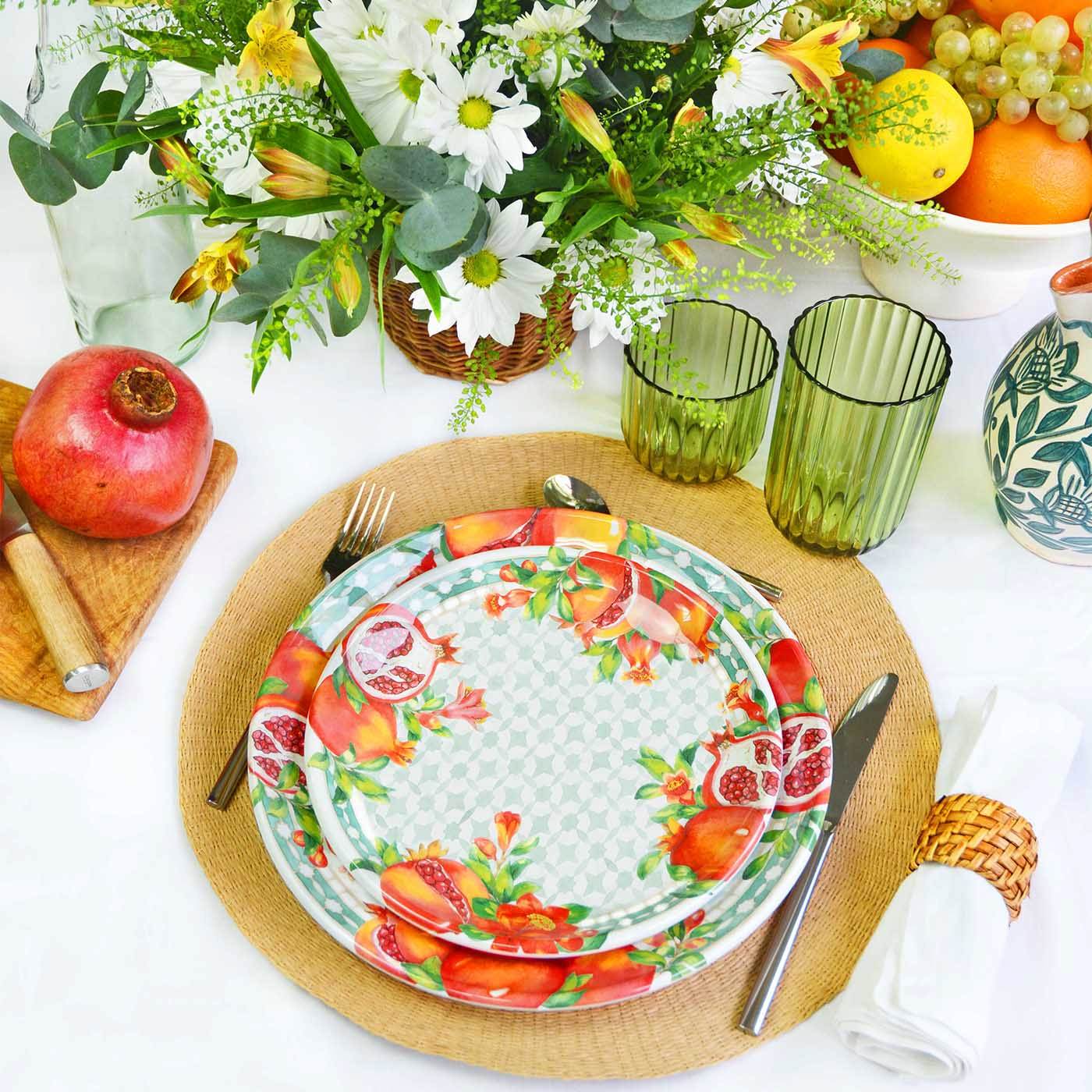 Kleine flache Dessertteller aus Melamin Granatapfel - Ø 23 cm