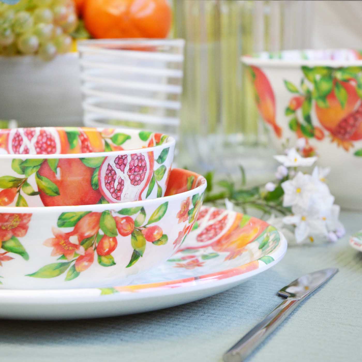 Großer Suppenteller aus Melamin Granatapfel - 19 cm