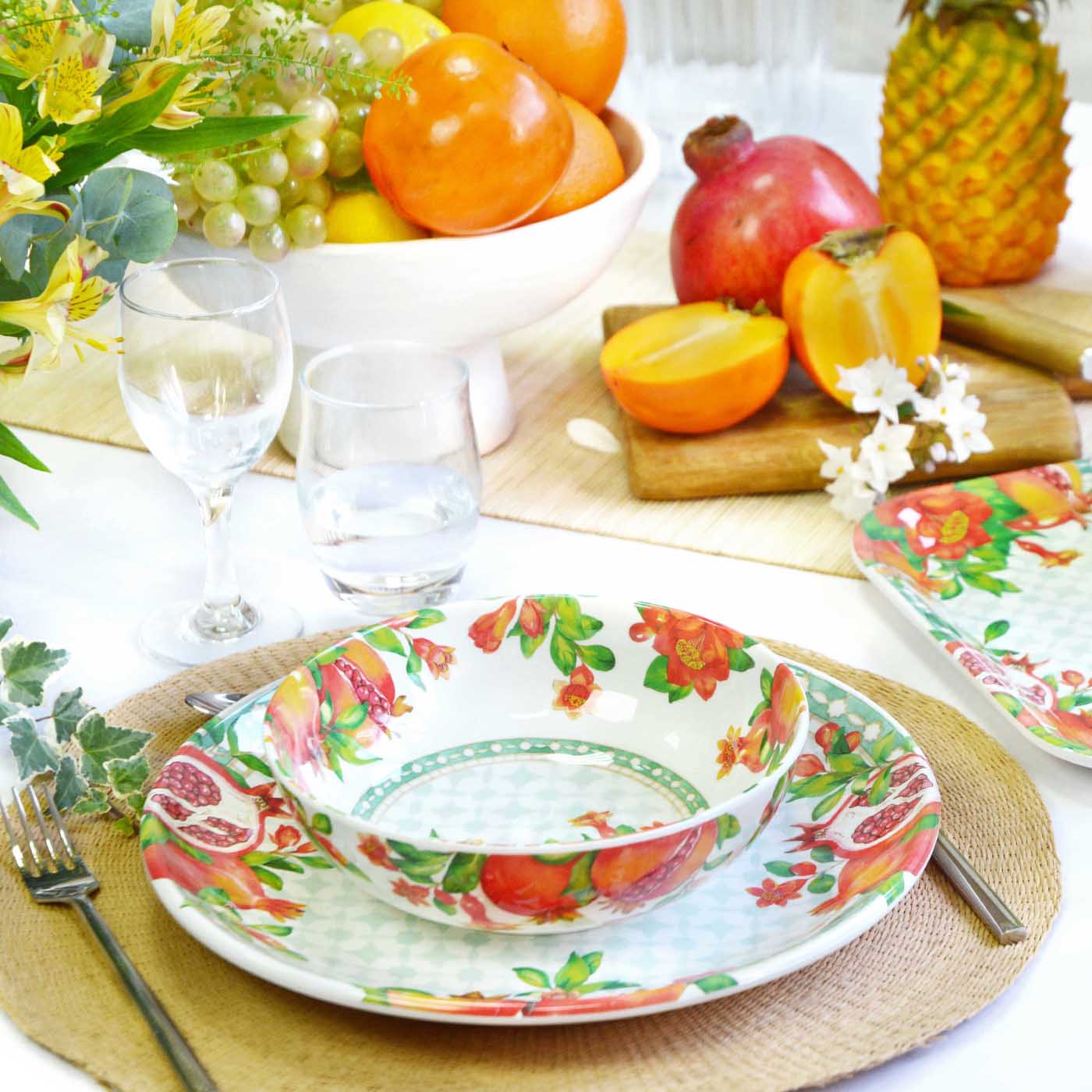 Großer flacher Teller aus Melamin Granatapfel - Ø 28 cm