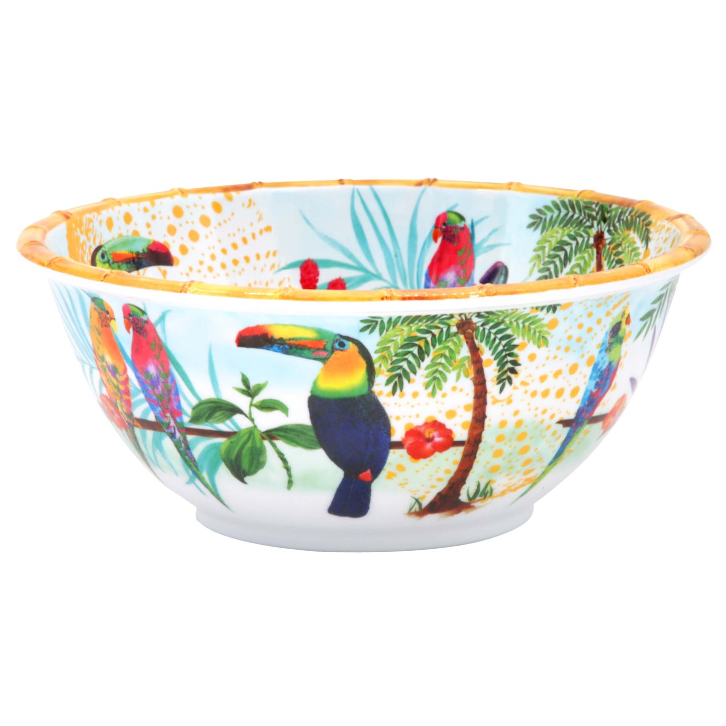 Tiefe, große Salatschüssel - reines Melamin - 25 cm- Tukanen aus Rio