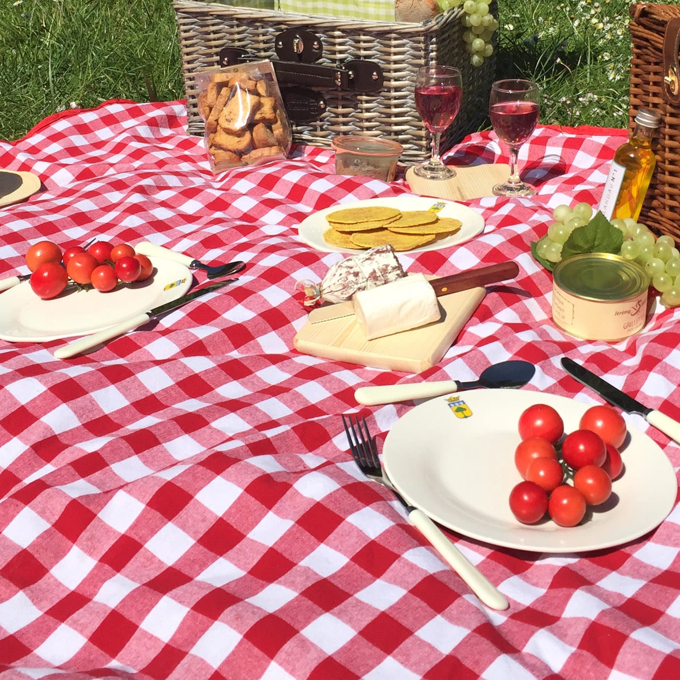 Rotkarierte Picknickdecke wasserundurchlässiger (140 x 280 cm)
