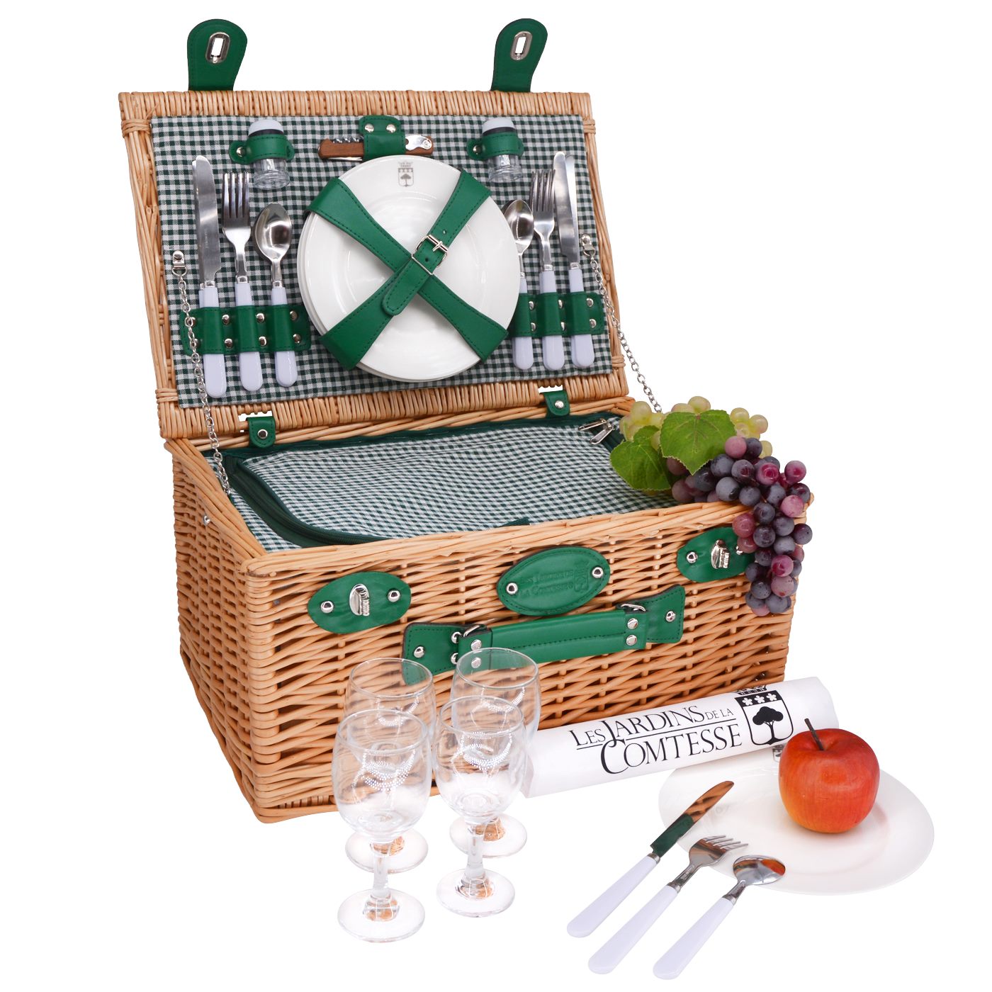 Picknickkorb aus Weide Marly Grün - 4 Personen