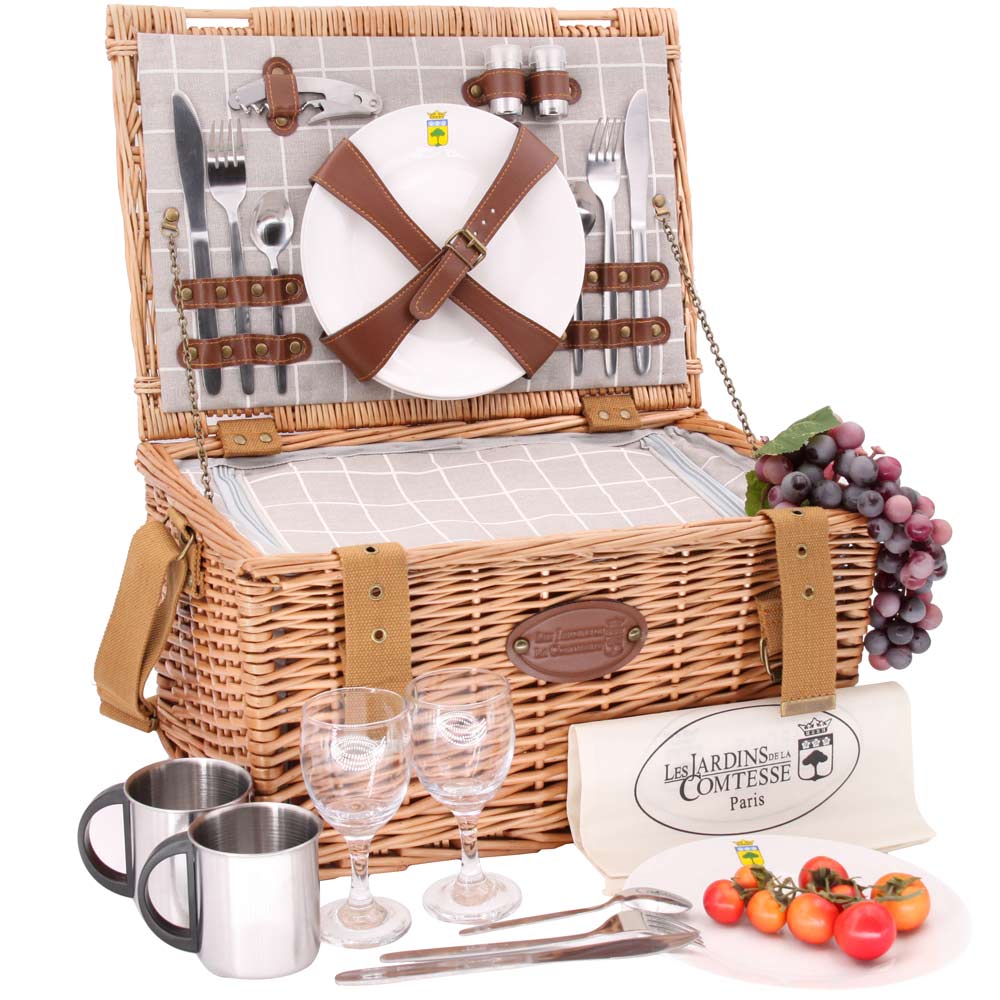 Adeline Picknickkorb Mit Wein- & Käseservice Für 2 Personen – Perfekt Für Romantische Ausflüge