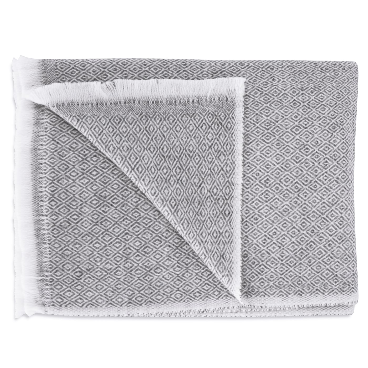 Pashmina / Kaschmir und Wolle Schal für Frauen, anthrazit-grau, Diamant-Motiv