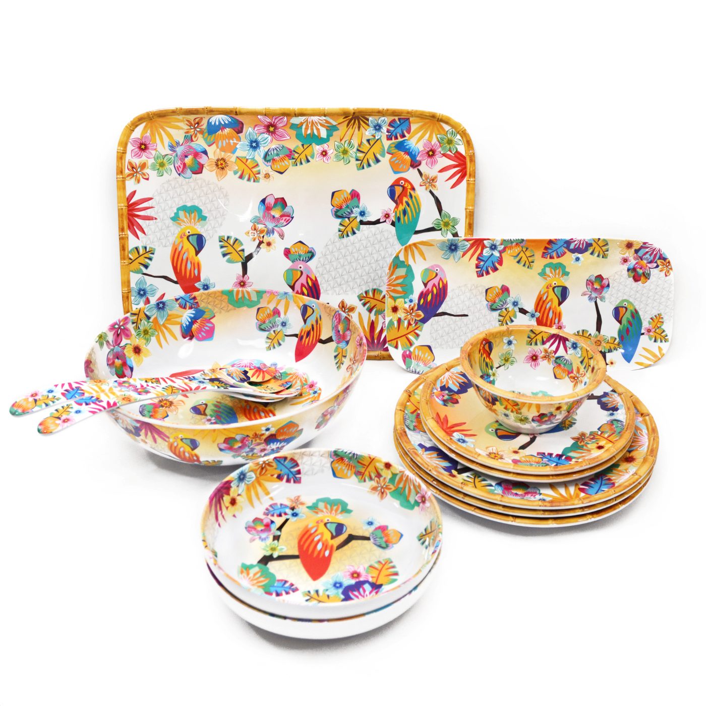 Lange Kuchenform aus Melamin - 37,5 cm - Papageien von Bahia