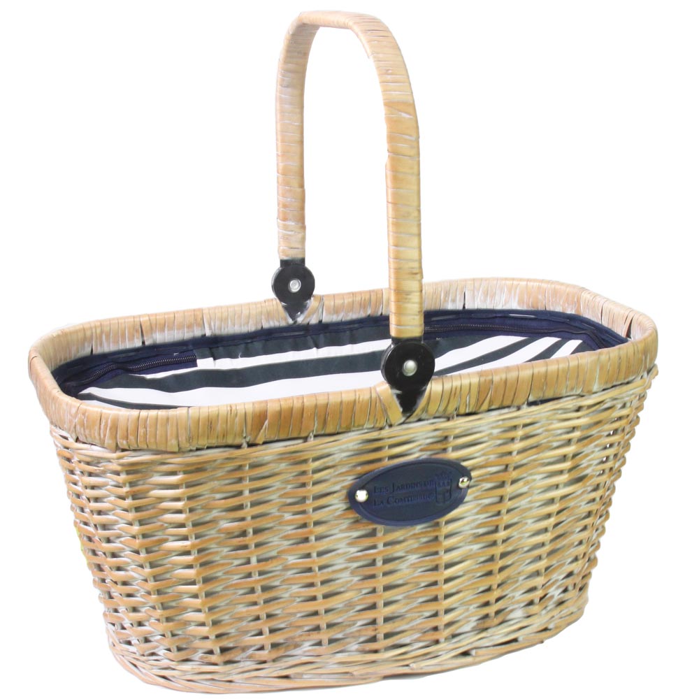 Wärmeisolierende Korb „Chantilly Marine“ aus gebleichter Weide