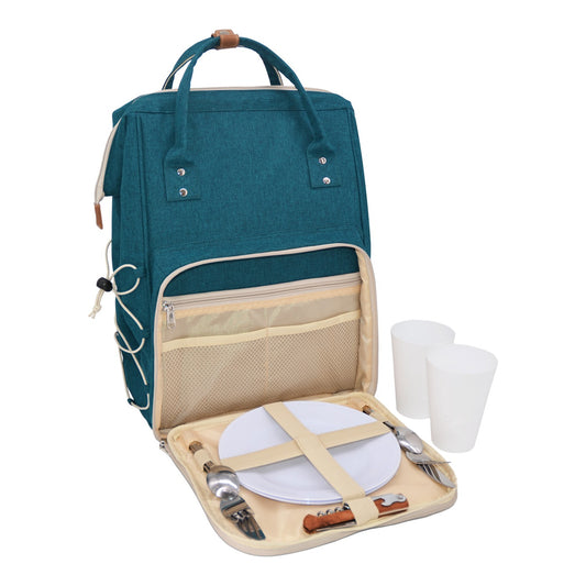 Picknick-Rucksack Blaugrün - 2 Personen