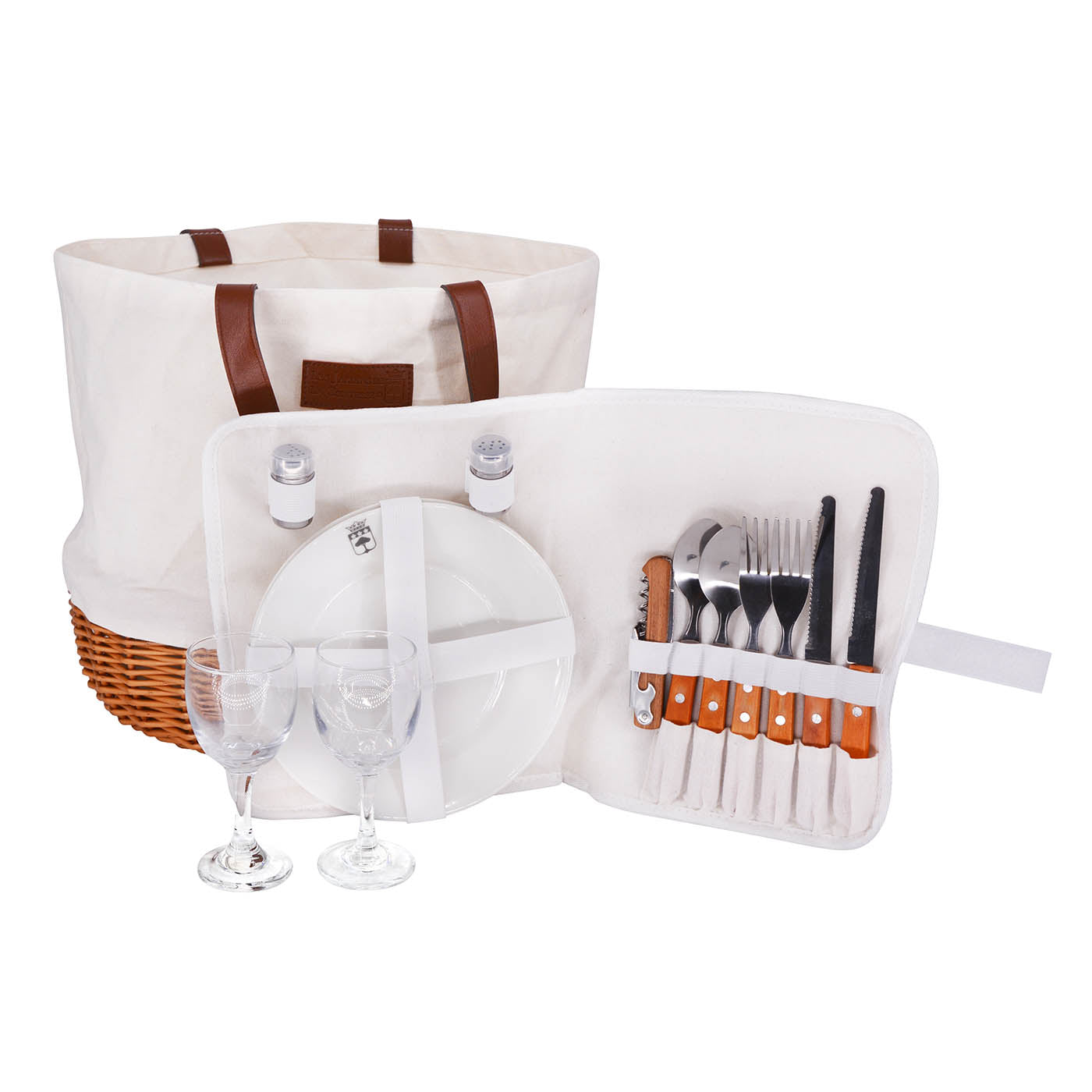 Picknicktasche Azur Leinen - 2 Personen