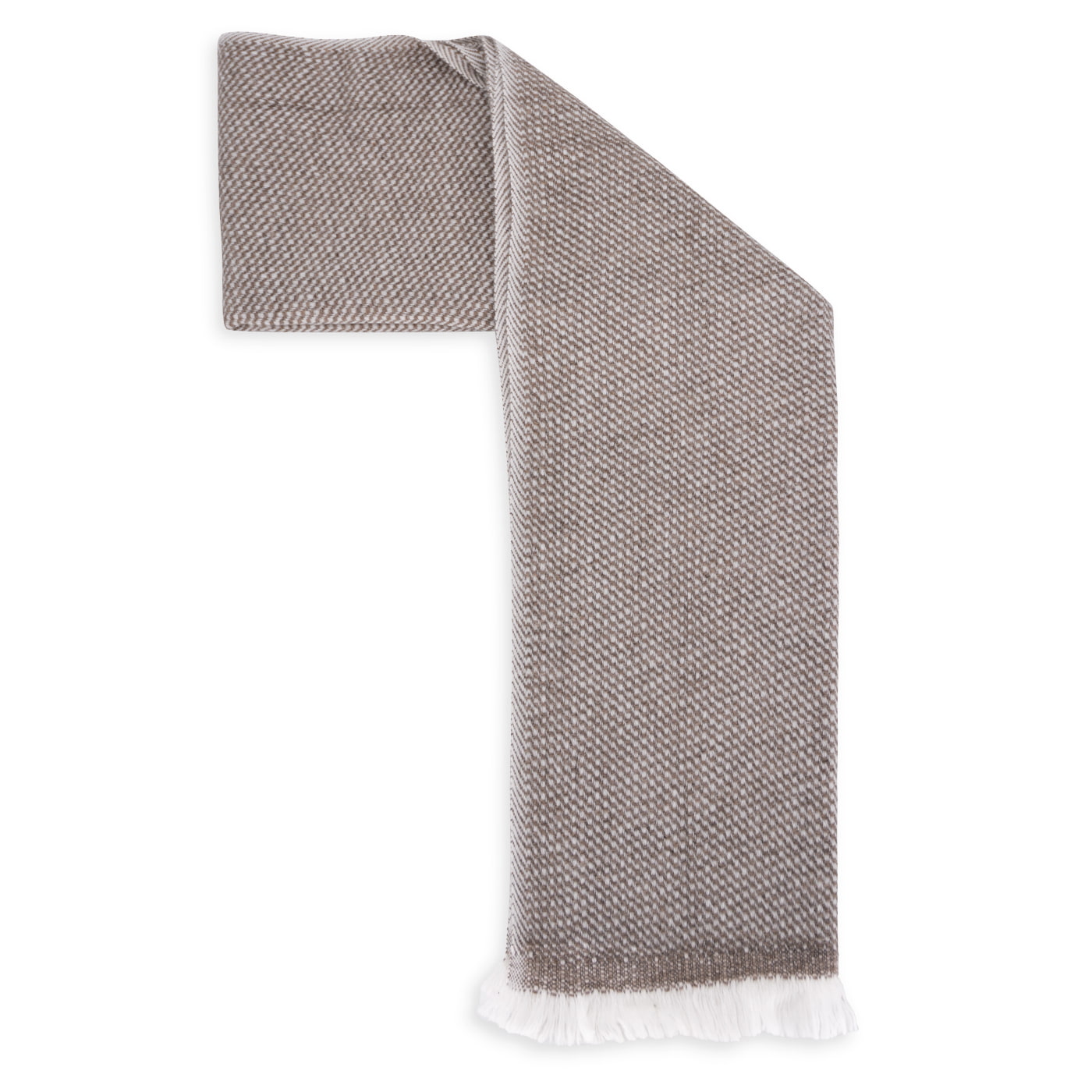 Schal aus Kaschmir und Woll für Mann und Frau 40 x 190 cm - Eisbraun / Weiß