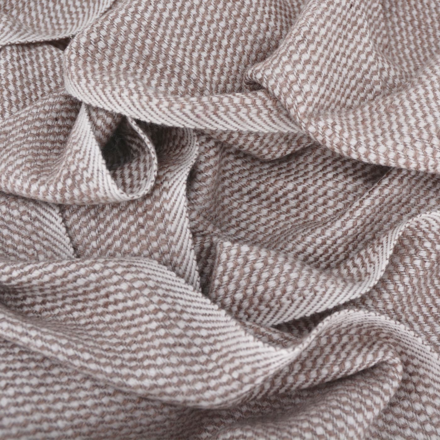 Schal aus Kaschmir und Woll für Mann und Frau 40 x 190 cm - Eisbraun / Weiß
