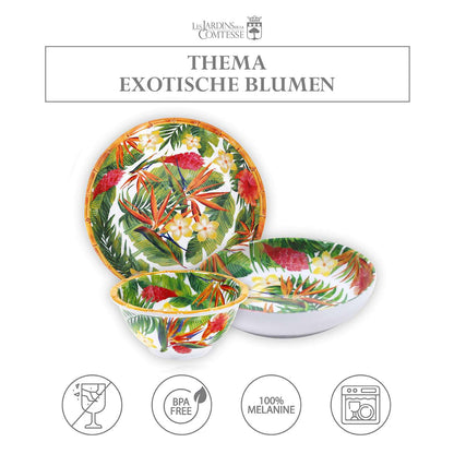 Hohlplatte aus reinem Melamin - 20 cm - Exotische Blumen