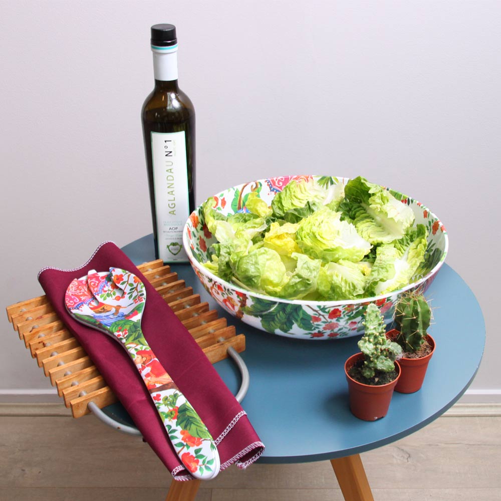 Große Salatschüssel aus reinem Melamin - 31 cm - Dekor Affen aus Bali ... Große Salatschüssel aus reinem Melamin - 31 cm - Dekor Affen aus Bali ...