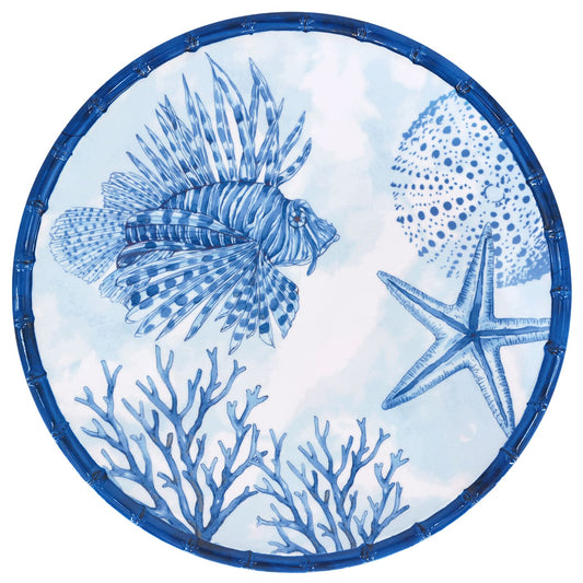 Runde Servierplatte aus korallfarbenem Melamin - Ø 35,5 cm