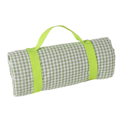 Quadratische, apfelgrün karierte Picknickdecke mit wasserundurchlässiger Rückseite (140 x 140 cm)