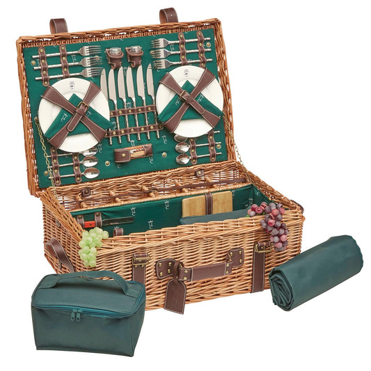Picknickkorb „Champs-Elysées“ aus Weidengeflecht für 6 Personen - Grün