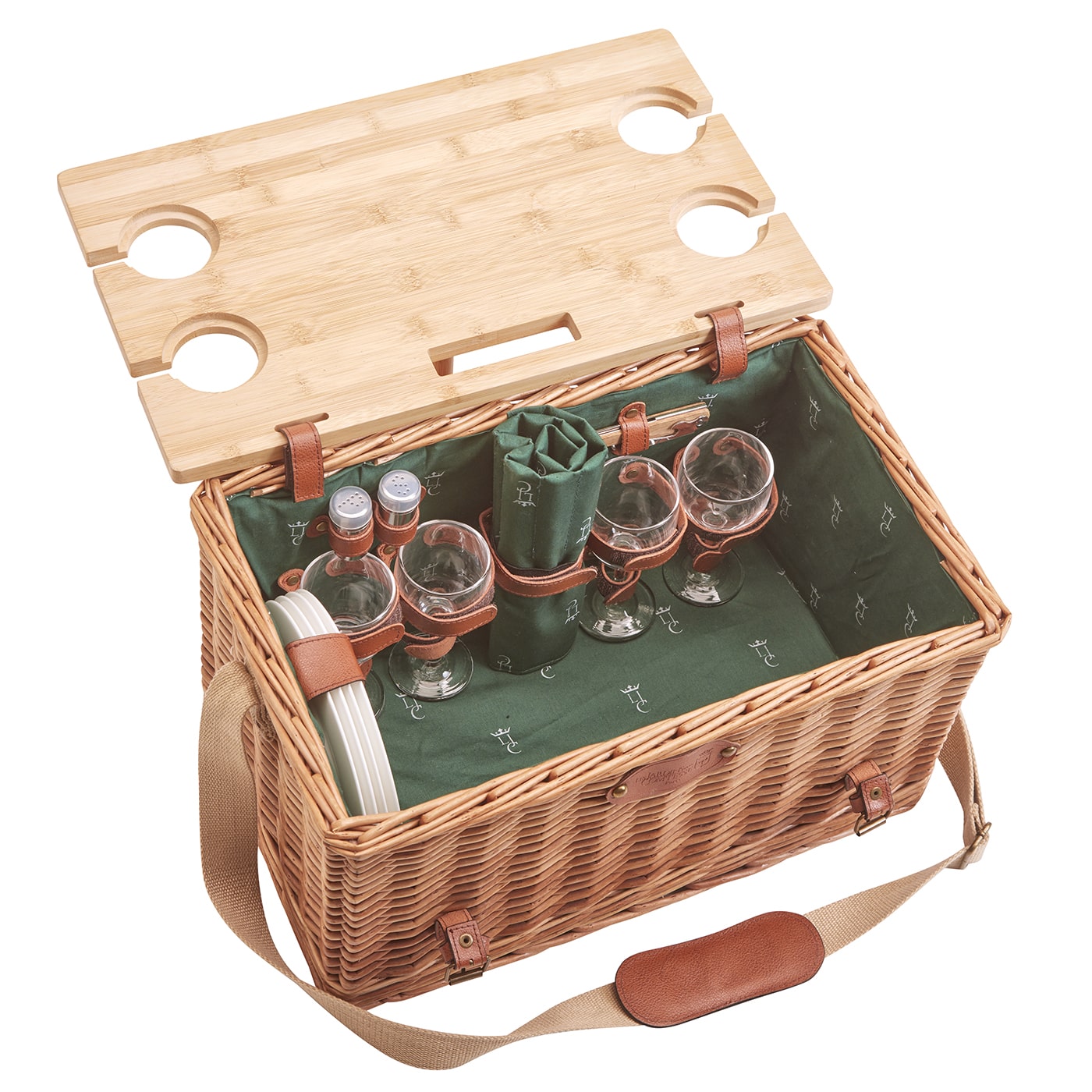 Picknickkorb Saint-Honoré mit Lederriemen - 4 Personen
