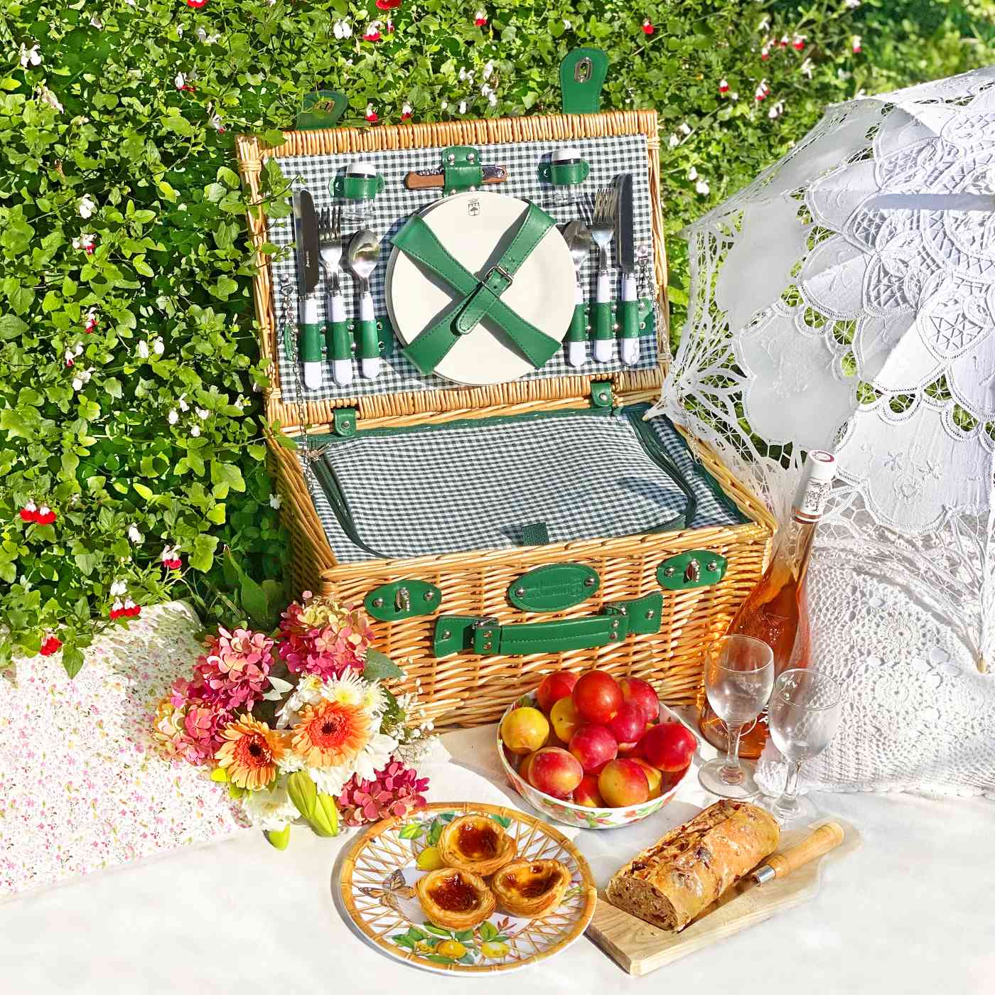 Picknickkorb aus Weide Marly Grün - 4 Personen
