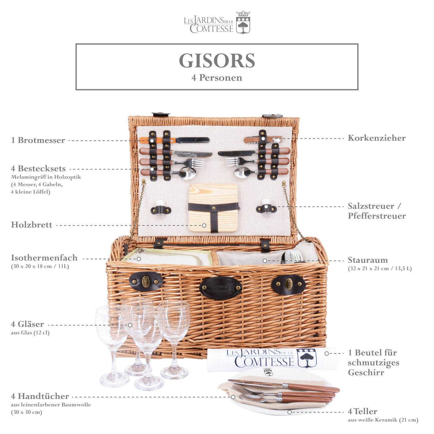 Picknickkorb „Gisors“ für 4 Personen