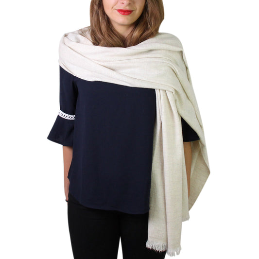 Pashmina / Kaschmir und Wolle Schal für Frauen, mandelbeige, Diamant-Motiv