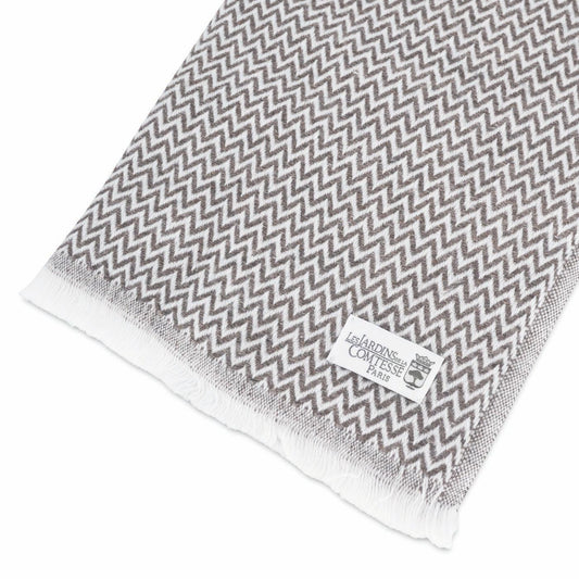 Pashmina / Kastanienbrauner Kaschmir und Wolle Schal im Fischgrätenmuster