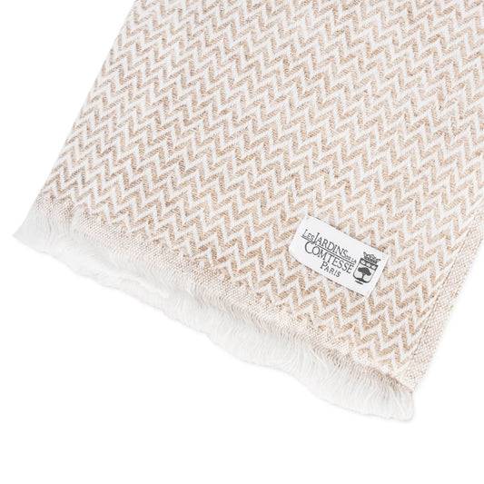 Pashmina / Kamelfarben Kaschmir und Wolle Schal im Fischgrätenmuster