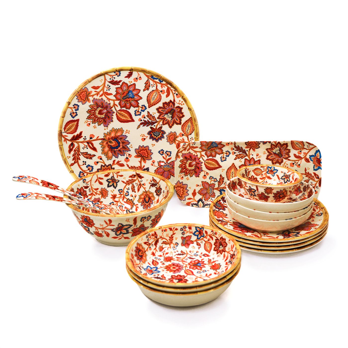 Lange rechteckige Kuchenplatte aus Melamin Blumig - 37,5 cm