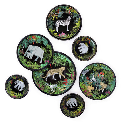 Runder Servierteller - mit Bambusrand - reines Melamin - 35,5 cm - Jungle