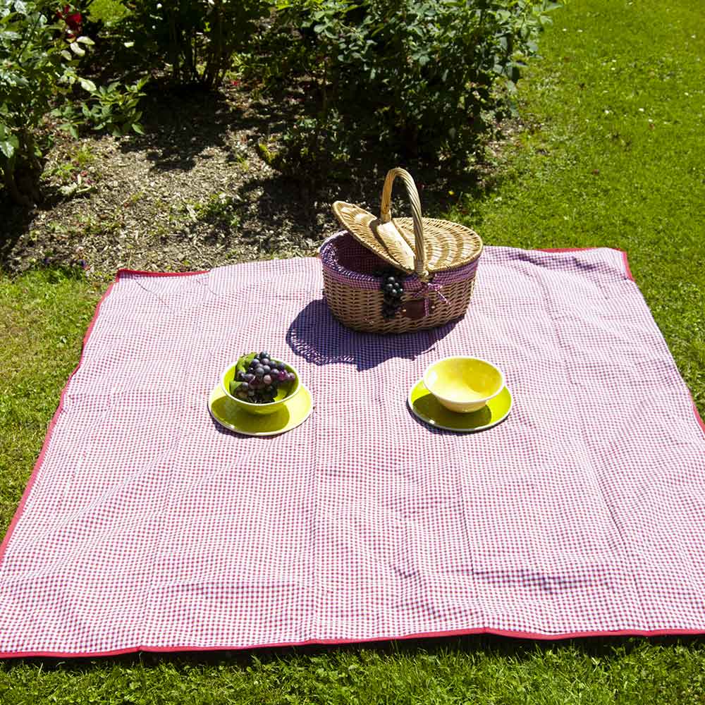Picknickdecke mit rot Karomuster wasserundurchlässiger (140 x 140 cm)