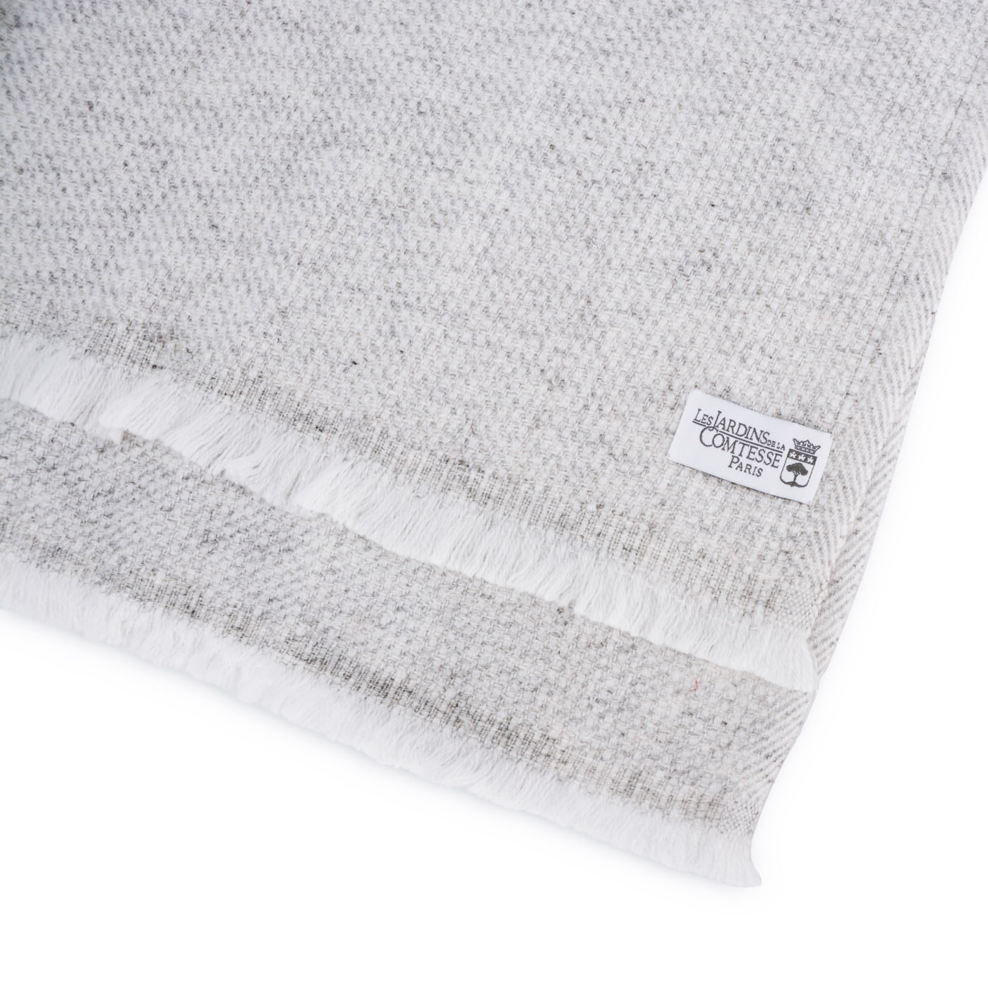 Schal aus Kaschmir und Woll für Mann und Frau 40 x 190 cm - Silbergrau / Weiß